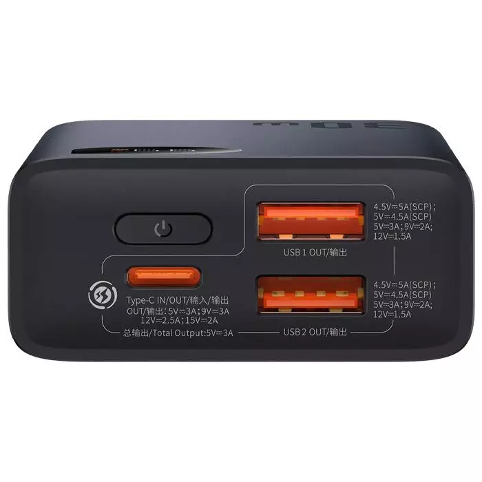 پاوربانک بیسوس 30W مدل Adaman2 Digital Display PPAD040101 با ظرفیت 10000 میلی آمپر ساعت